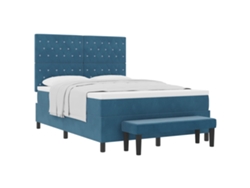 Maison Exclusive - Cama Tipo Box Spring Azul Oscuro 200 X 140 Cm Terciopelo