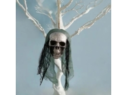 Decoración de calavera de Halloween, adorno colgante de espuma con cabeza de hueso y atuendo de novia, accesorio espeluznante verde Viewleaf