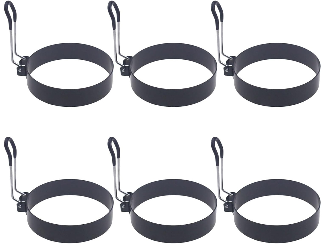 Juego de 6 anillos para freír huevos de acero inoxidable con asa, molde redondo reutilizable para Ome Gokoco