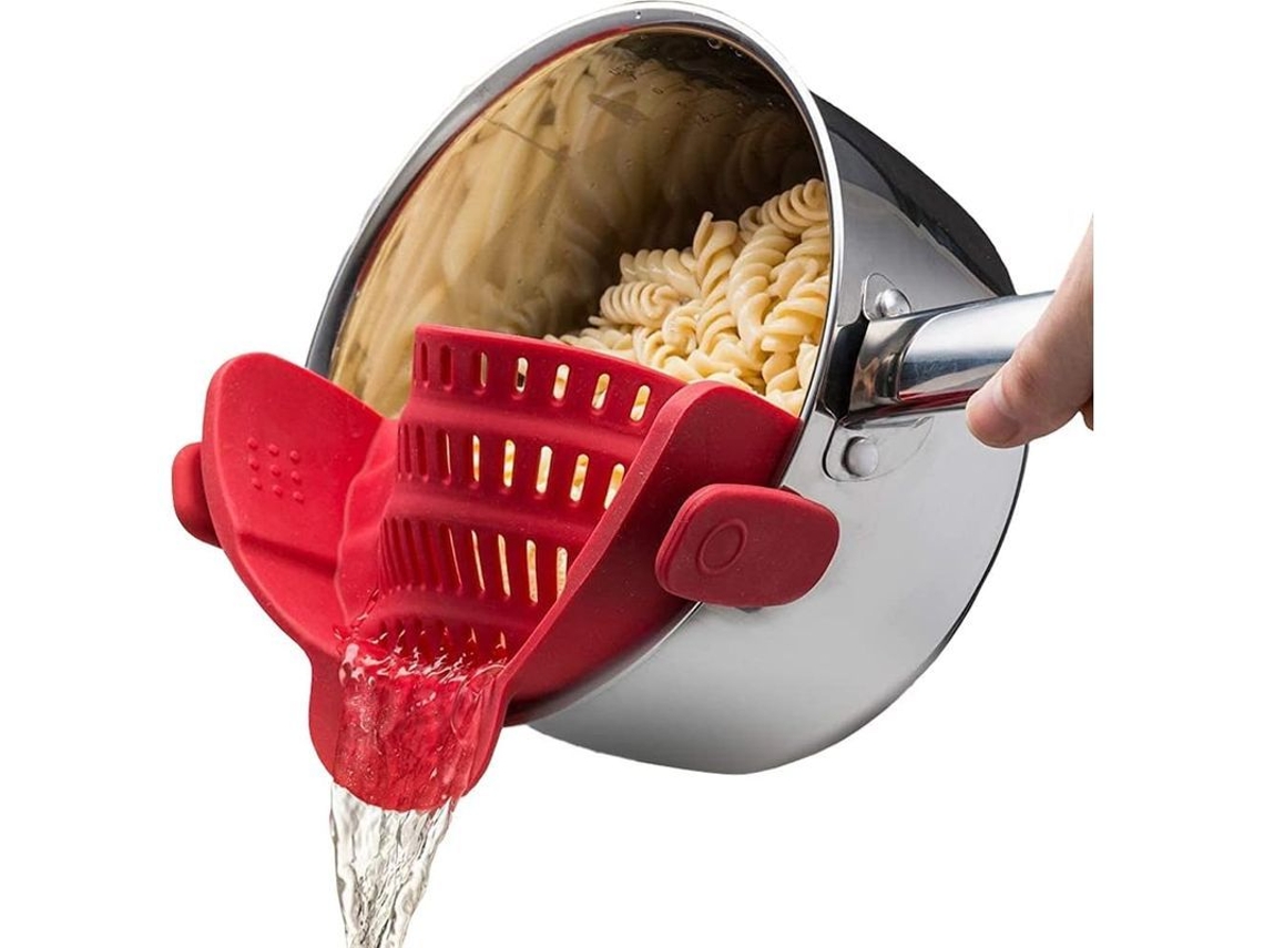 Jarra De Silicona Resistente Al Calor Con Clip Para Verduras Y Pasta, Color Rojo.