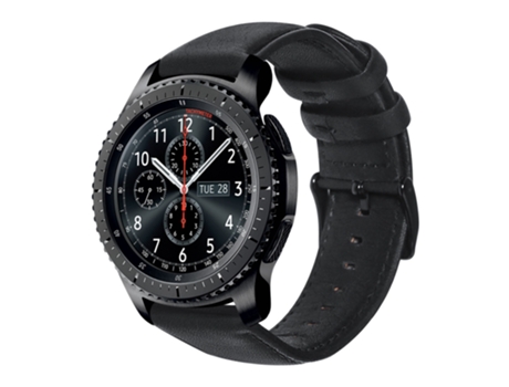 Correa de reloj inteligente para Samsung Gear S3 de cuero genuino con cera de aceite (negro)