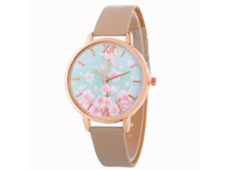 Relógio De Pulso Feminino Simples De Quartzo Com Pulseira De Couro Pu (verde)