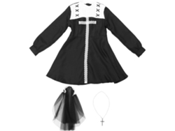 Fantasia assustadora de Freira para o Halloween: Vestido com roupa e roupa com Cruz Preta (tamanho XL)