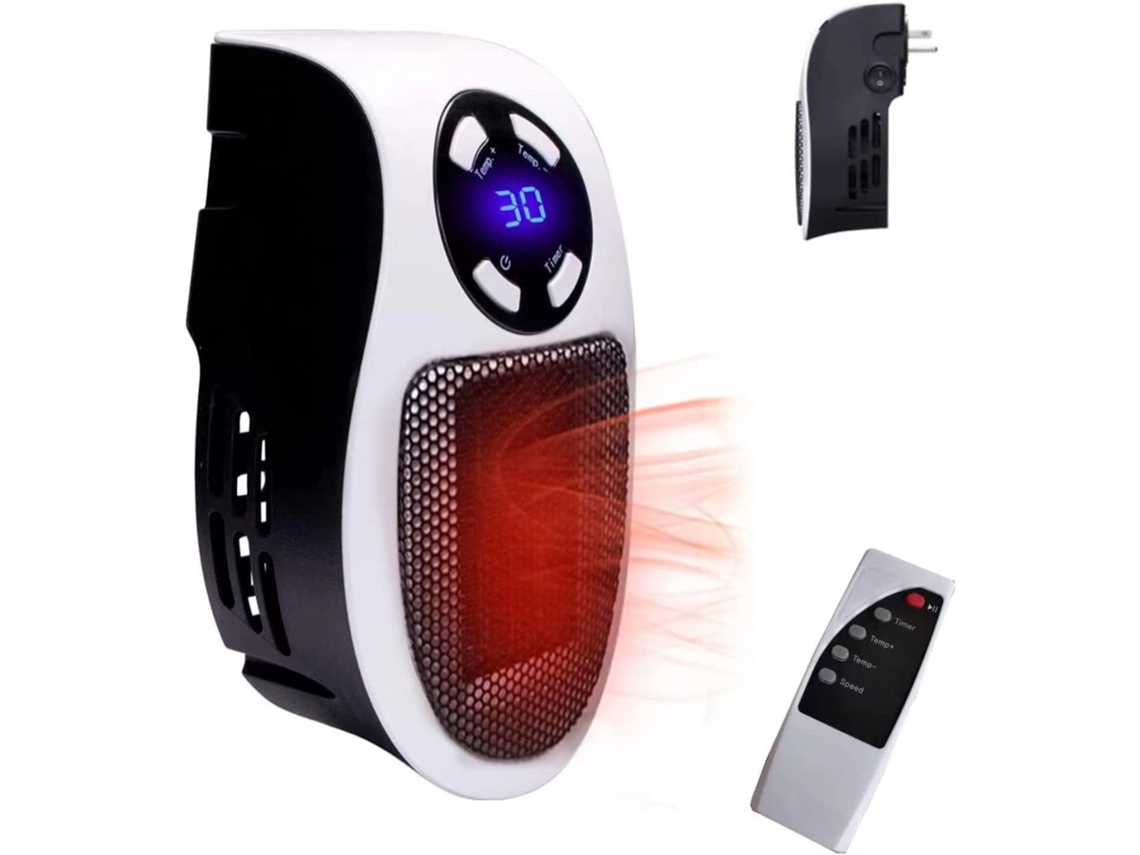 Calentador eléctrico portátil, pequeño y seguro con control remoto y pantalla LED.