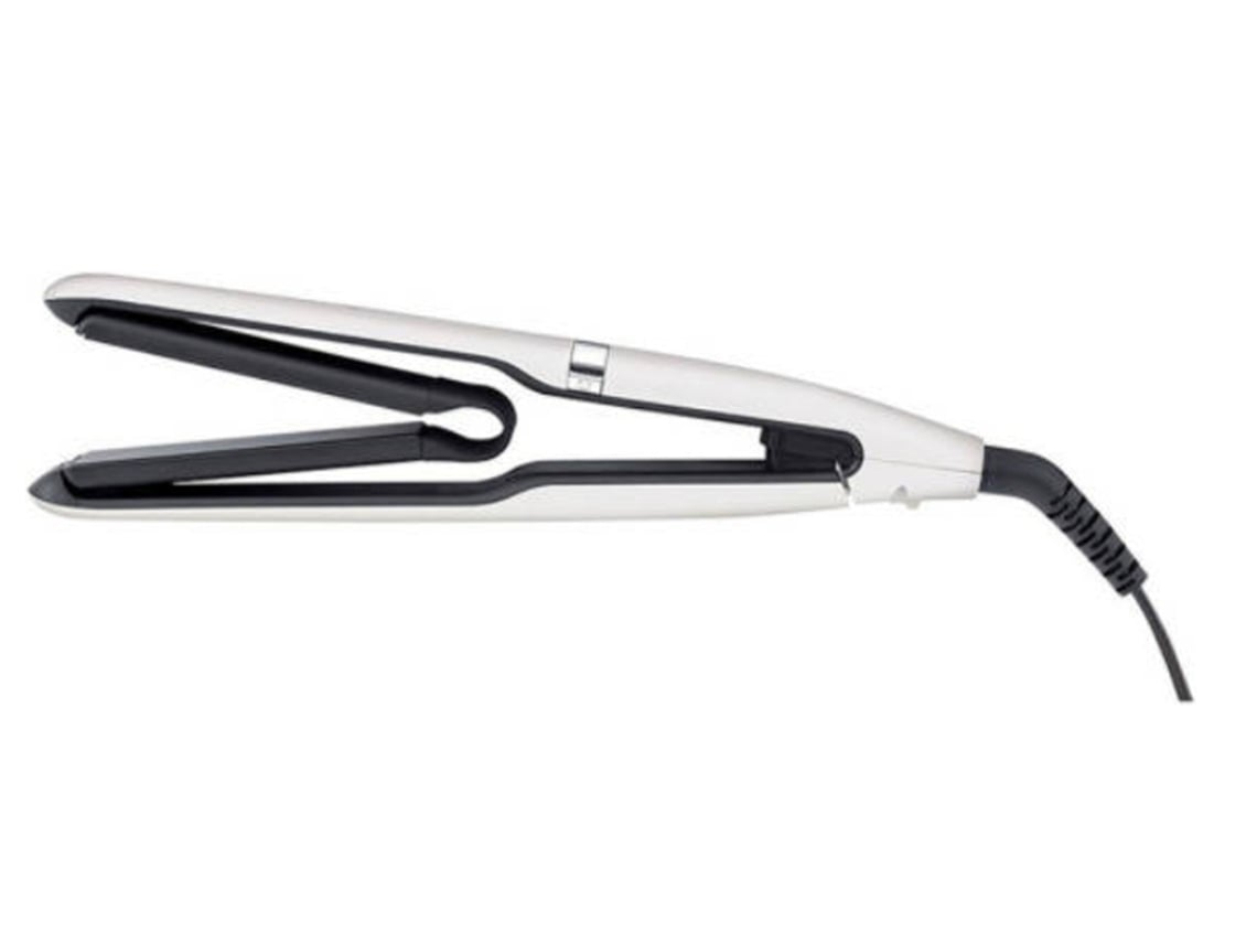 Plancha De Pelo Plancha Plancha De Pelo Rizador 2 En 1 Placas Suspendidas De Cerámica De Titanio Negro 5 Temperaturas Blanco YEMAESRE