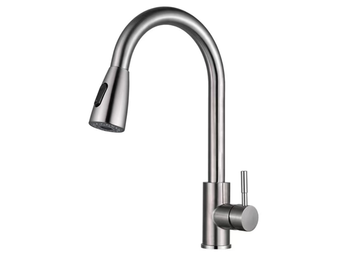 Torneira De Cozinha Em Aço Inoxidável Sus 304 Com Bico Pulverizador Prateado. Siurn