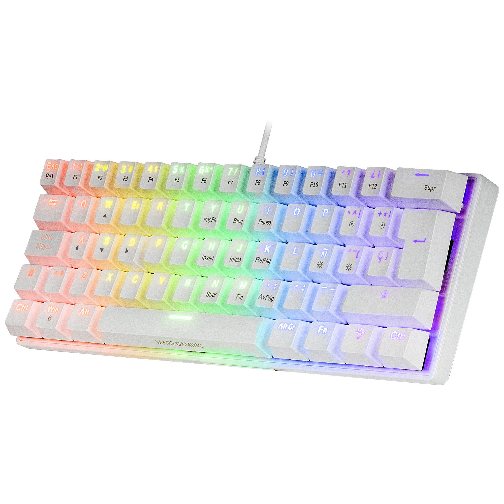 Mars Gaming Mk60 blanco teclado frgb antighosting switch rojo idioma interruptor