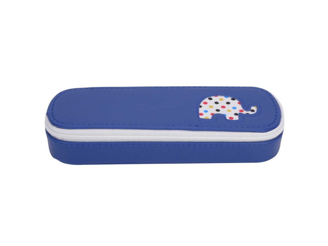 Estuche De Lápices De Cuero Pu Con Patrón De Caballo Cute, Gran Capacidad, Para Estudiantes, Azul Marino S2-13