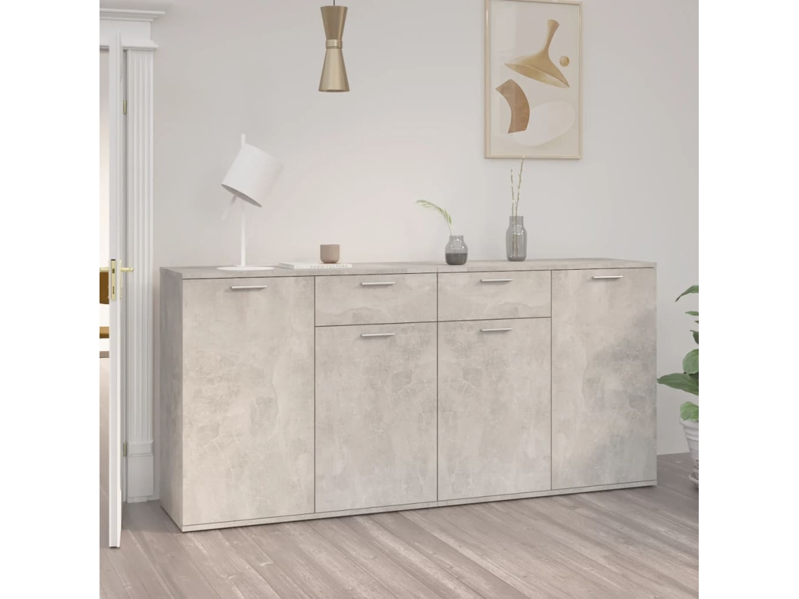 Aparador | Mueble De Comedor | Buffet De Madera De Ingeniería Gris 160x36x75 Cm Wsd255713