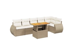 Conjunto 7 sofás de jardín VIDAXL y cojines ratán sintético beige