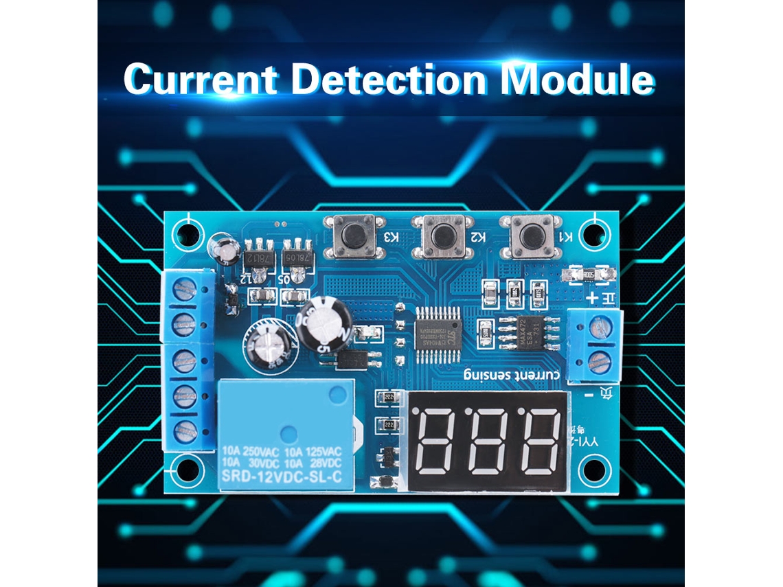 Módulo detector de corriente continua 2026dz-DC 0-10A 12V/24V con relé de protección contra sobrecarga YYI-2