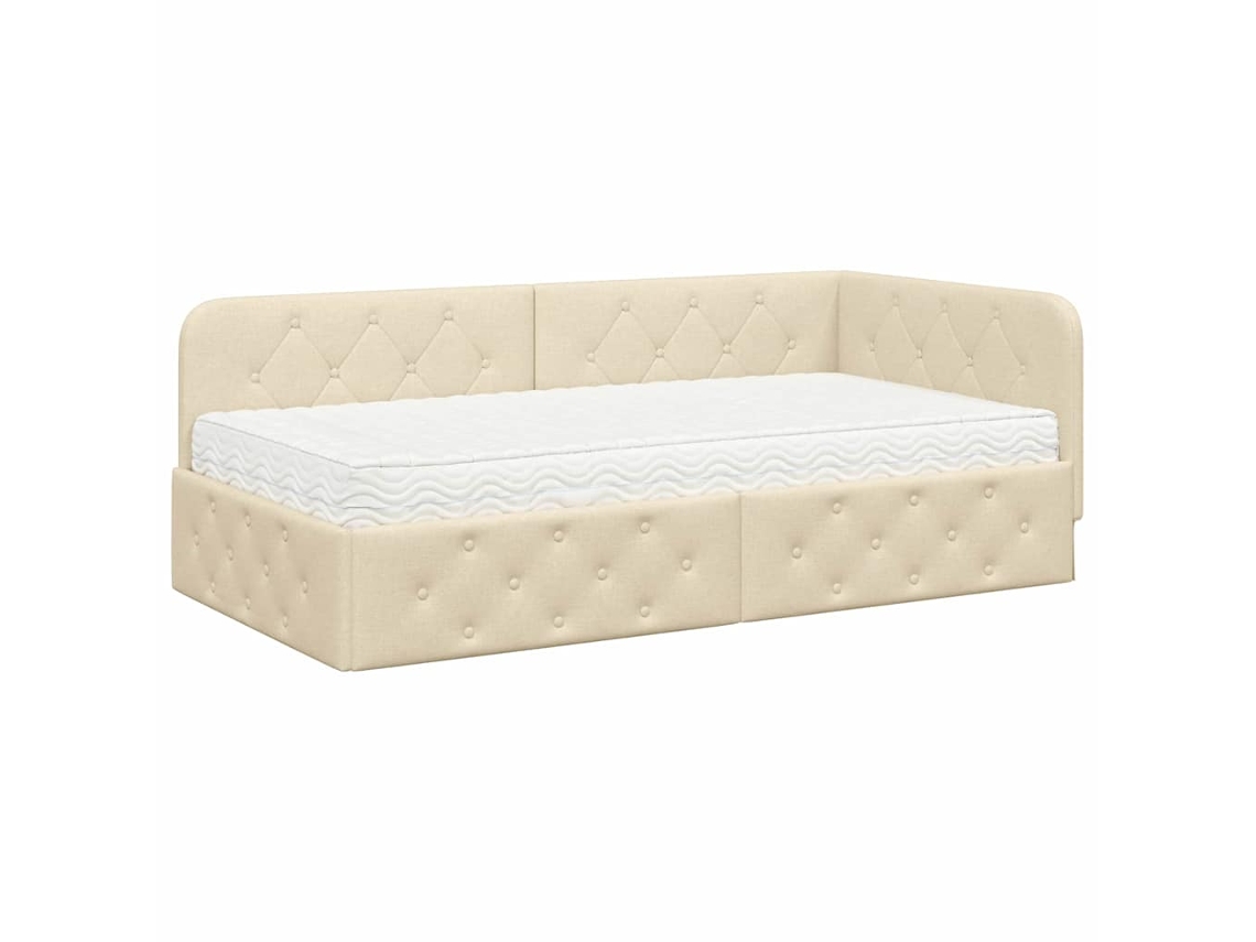 Maison Exclusive - Estructura De Cama En Esquina Crema 100 X 200 Cm Tela