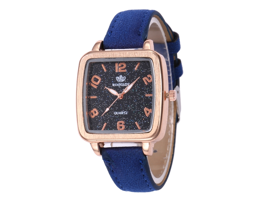 Reloj De Cuero Pu Zhoulianfa Para Mujer Dial Cuadrado Reloj De Pulsera De Cuarzo Azul Real