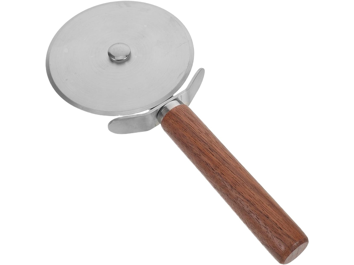 Cortador De Pizza De Acero Inoxidable Con Mango De Madera Antideslizante – Cortador De Masa Multifuncional