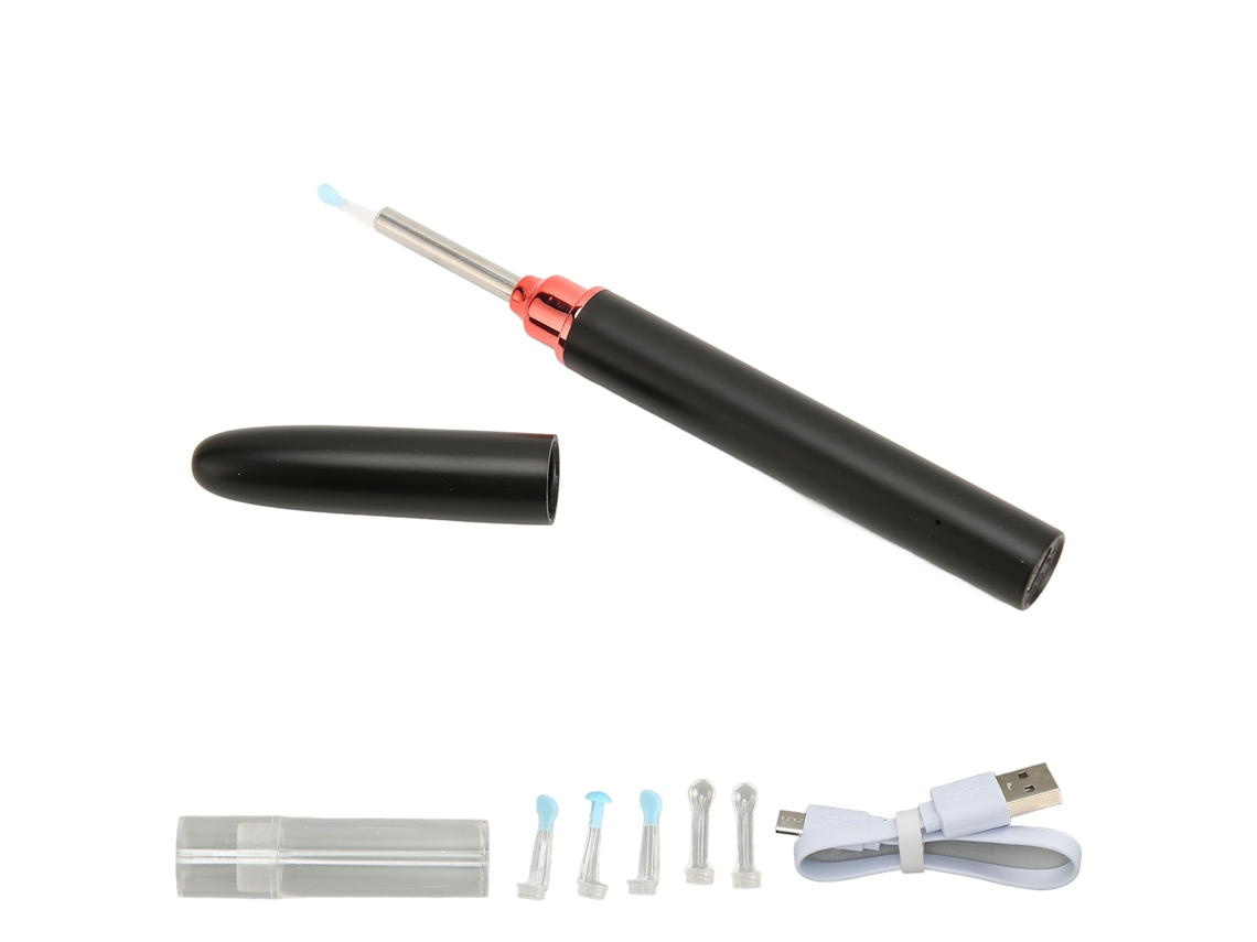 Endoscopio Earpick con 6 LED, 1080P, IP67, resistente al agua, control con un solo botón, compatible con aplicación, limpiador de oídos, color negro, para niños, adultos y mascotas.