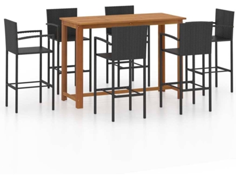 Conjunto 7 Conjunto de bar para jardín VIDAXL negro