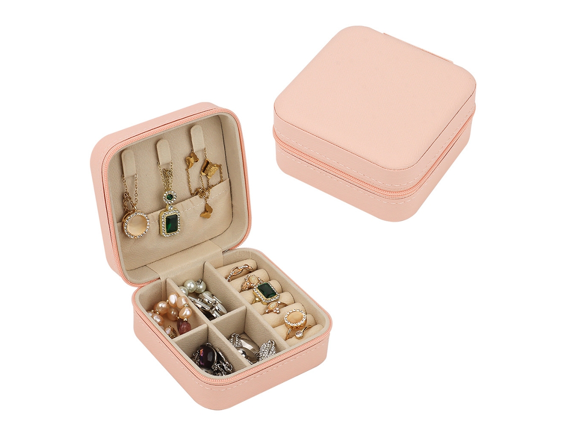 Joyero Portátil Para Anillos, Pendientes, Collares Y Pulseras (Rosa) GERTIZ