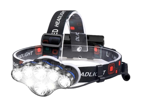 Faro, 18000 lúmenes, lámpara frontal superbrillante de 8 LED, alcance de 500 metros, recargable, resistente al agua (negro)