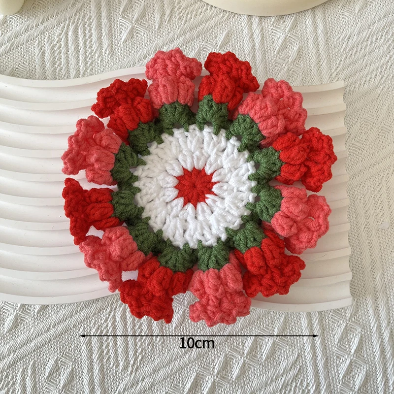 Posavasos De Mini Rosas De Ganchillo, Manteles Individuales De Cocina, Posavasos Para El Hogar.