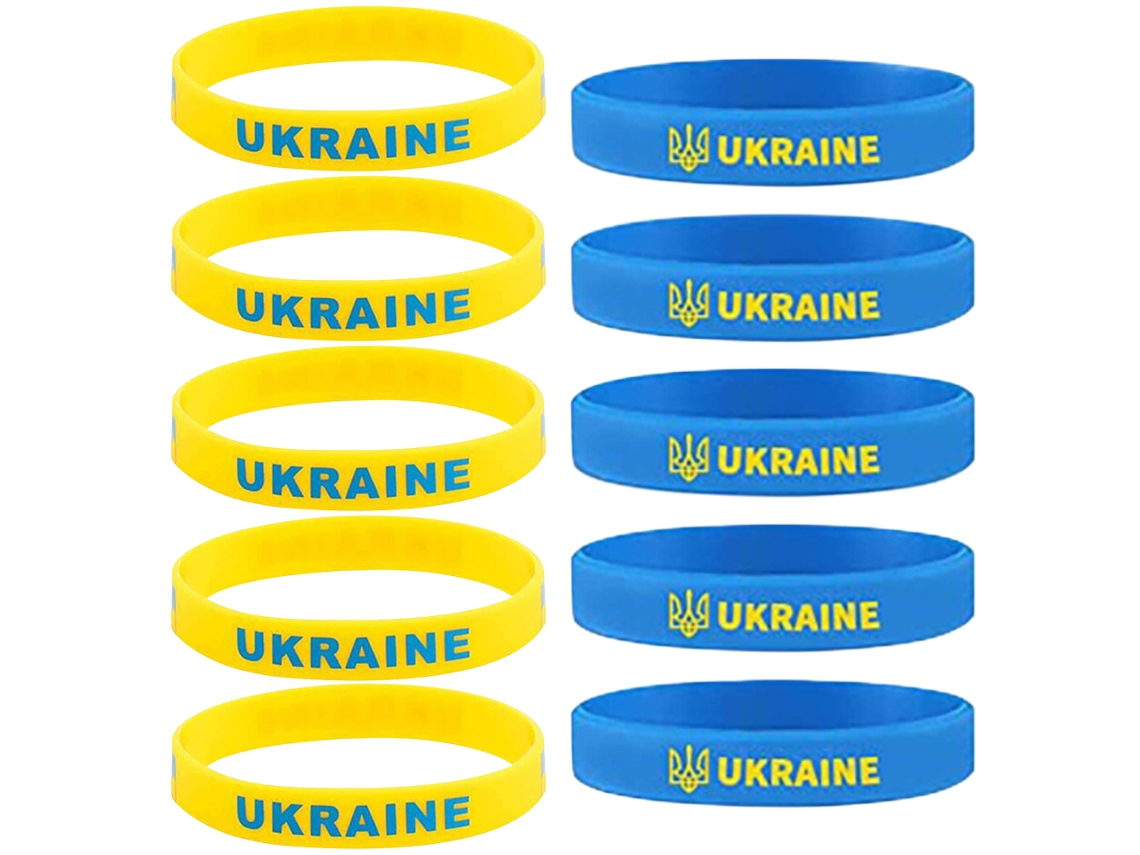 2026 10 Pulseras con la Bandera Nacional de Ucrania, hechas de silicona suave multicolor - Regalo para amantes de la paz
