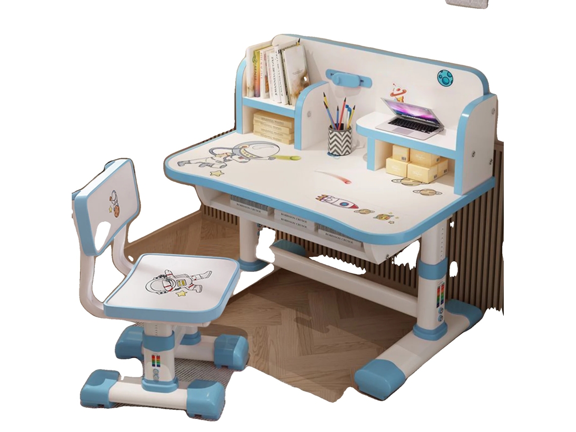 Juego de mesa y sillas para niños, altura ajustable, materiales duraderos, color azul