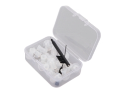 Kit de accesorios para amplificador de audífonos con cúpula, cepillos y estuche de almacenamiento.