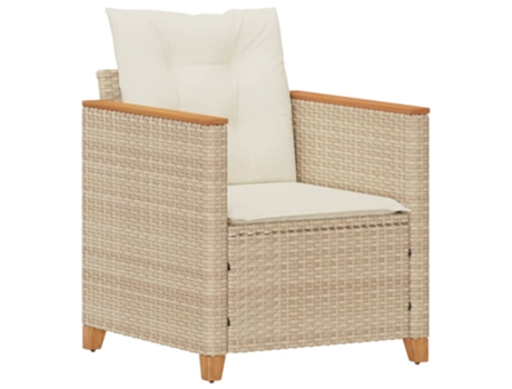Sillón de jardín con cojines ratán sintético VIDAXL beige