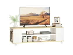 Soporte Flotante Para Tv Con Ruedas, 2 Estantes, 120x40x38,5 Cm, Blanco.