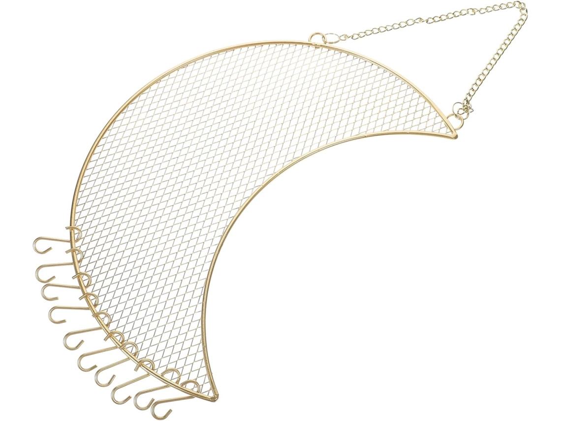 Organizador de joyas de metal dorado para montaje en pared con soporte para pendientes y ganchos multifuncionales, soporte para collares y pulseras - GOKOCO