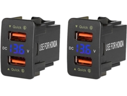 Cargador De Coche Doble Usb Qc3.0 De 36 W Con Protección Impermeable Y Voltaje Azul Para Teléfono Móvil (2 Unidades)