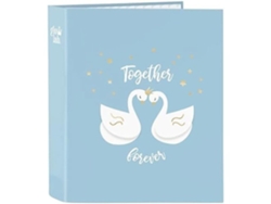 Carpeta de anillas GLOW LAB Cisnes Azul A4 27 x 33 x 6 cm