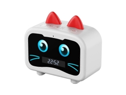 Bonito reloj despertador digital blanco con un diseño atractivo y una funcionalidad práctica.