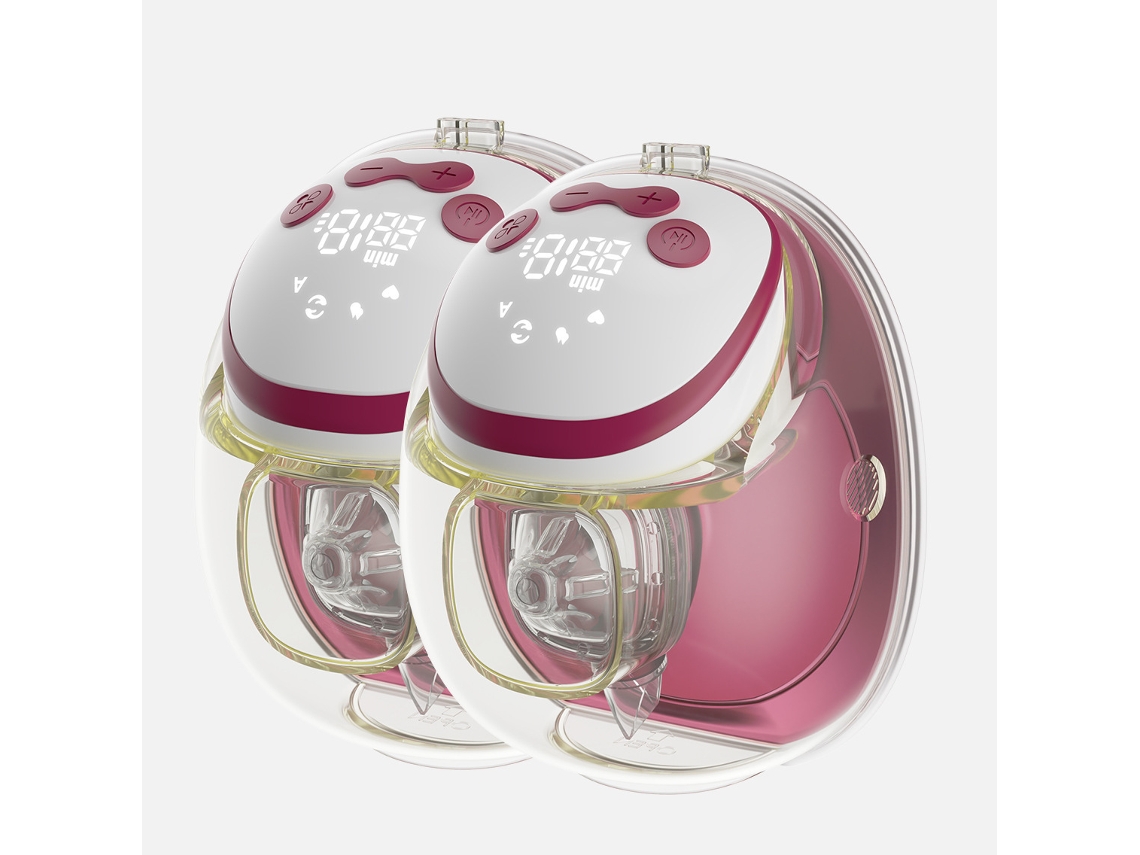 (2 Piezas En Morado Y Rojo) Extractor De Leche Eléctrico Portátil, Manos Libres, Recargable, Automático