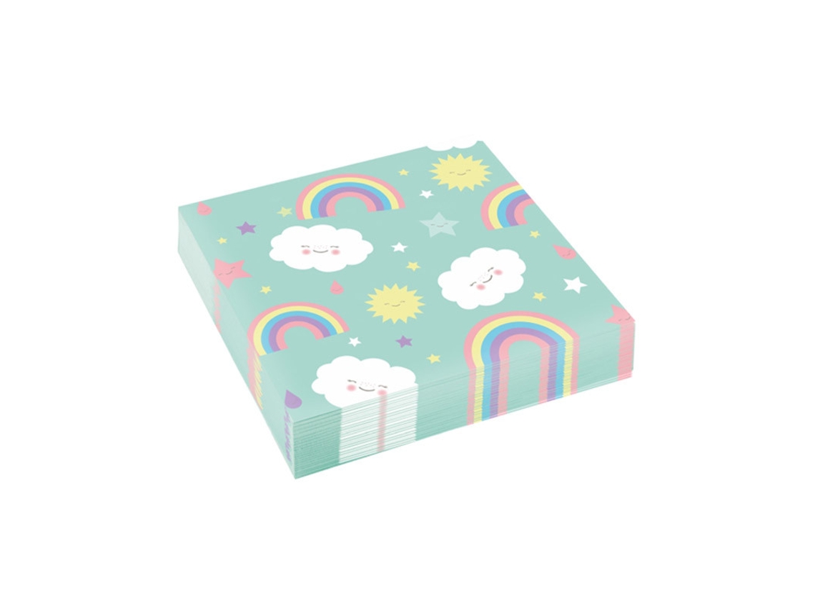 Servilletas LIRAGRAM ESPAÑA Set de 20 de papel arco iris y nubes 33X33 Cm