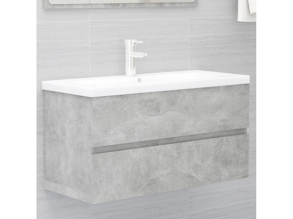 Mueble de lavabo con base de madera gris cemento Lovely Home