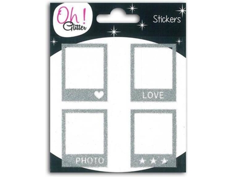 Pegatinas OH! GLITTER Polaroid Plateado