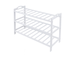 Estante De Zapatos Relaxdays, 48 X 70 X 25 Cm, Bambú, 3 Niveles, Para 9 Pares, Zapatero, Blanco