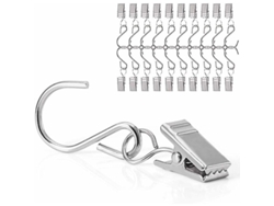 Rebe-40 Anillos De Cortina Con Clip De Acero Inoxidable Ideal Para Colgar Cortinas, Guirnaldas, Luces De Fiesta Y Fotos-plata