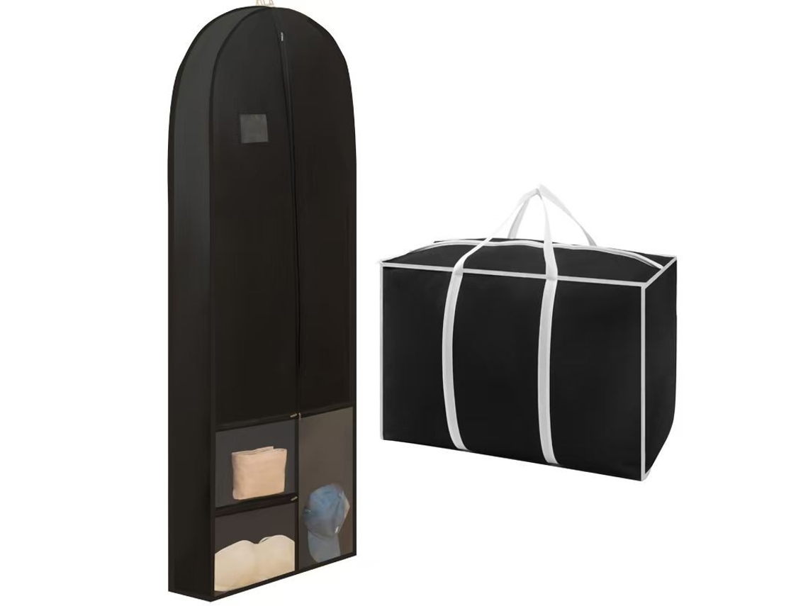 Fundas para prendas, bolsa de almacenamiento para vestidos de novia a prueba de polvo y humedad, color negro/180 cm x 60 x 40 cm Gertiz