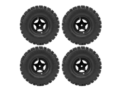 Mali conjunto de Rodas de Rc Crawler 4pcs Aço Alumínio Jantes 5 Estrelas 120x46mm Pneus Preto