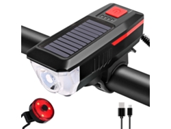 Juego De Luces Para Bicicleta Y Bocina Con Energía Solar Recargable Por Usb, Rojo ZMDECQNA