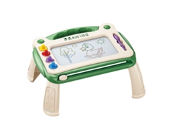 Quadro branco magnético Rebe com apagador, educativo, para desenvolvimento de habilidades, com 4 carimbos para meninos e meninas, verde.