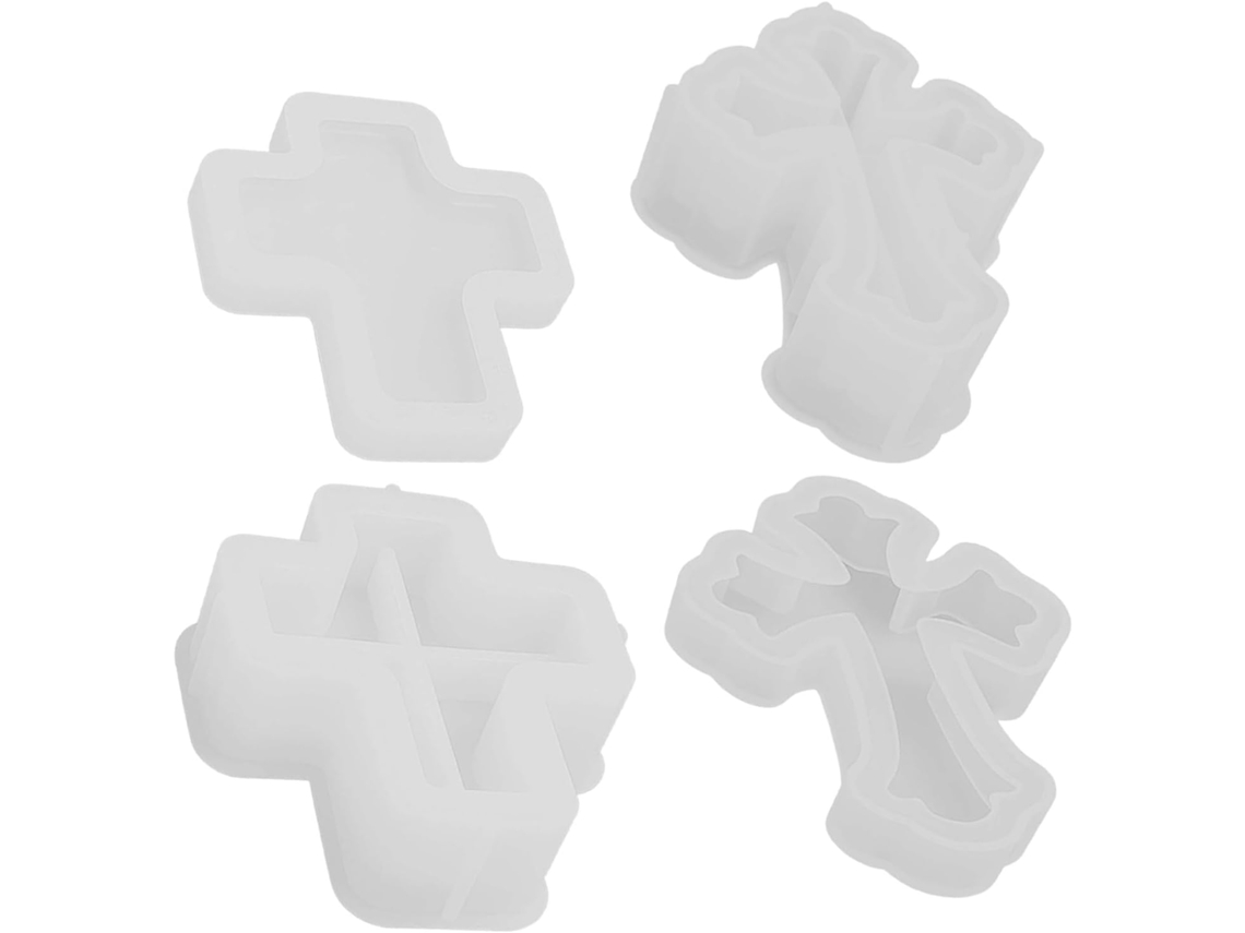 Molde De Silicona De 2 Piezas Con Forma De Cruz Para Resina Diy, Caja De Almacenamiento Con Tapa Para Joyería Y Velas.