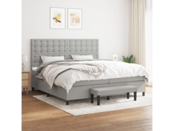 Cama Box Spring Con Colchón Tela Gris Claro 200x200 Cm