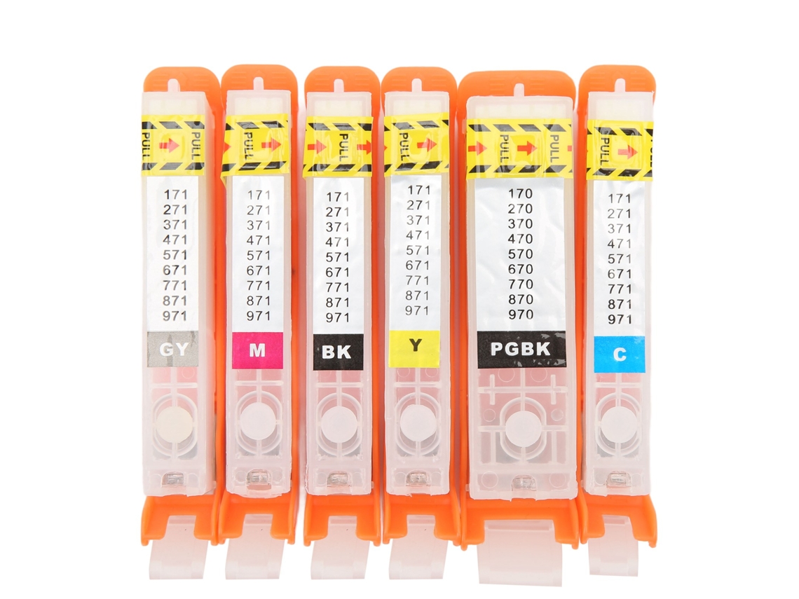 Cartucho de tinta recargable de 6 núcleos para impresora con chip permanente Bk CMY Gy 670 671 S/BRAND