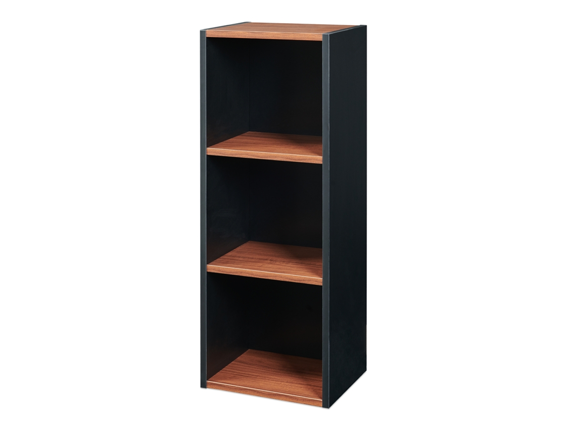Librería Trond Con 3 Compartimentos 80x30x23cm - Negro/nogal en.casa
