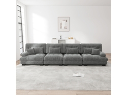 Sofá Modular 4 Plazas - Sofá Cama De Chenilla Con Asiento Profundo - Gris