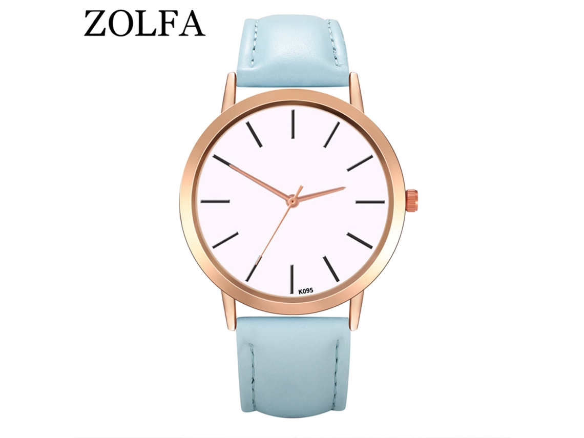 Reloj De Pulsera De Cuarzo Para Hombre Y Mujer Con Dial Redondo (azul Claro)