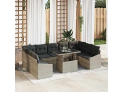 Maison Exclusive - Juego de sofás de jardín de 10 piezas en gris claro y oscuro