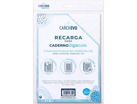 Recarga para Cuadernos INGENIOX Blanco (A4 - Cuadriculado - 50 Hojas)